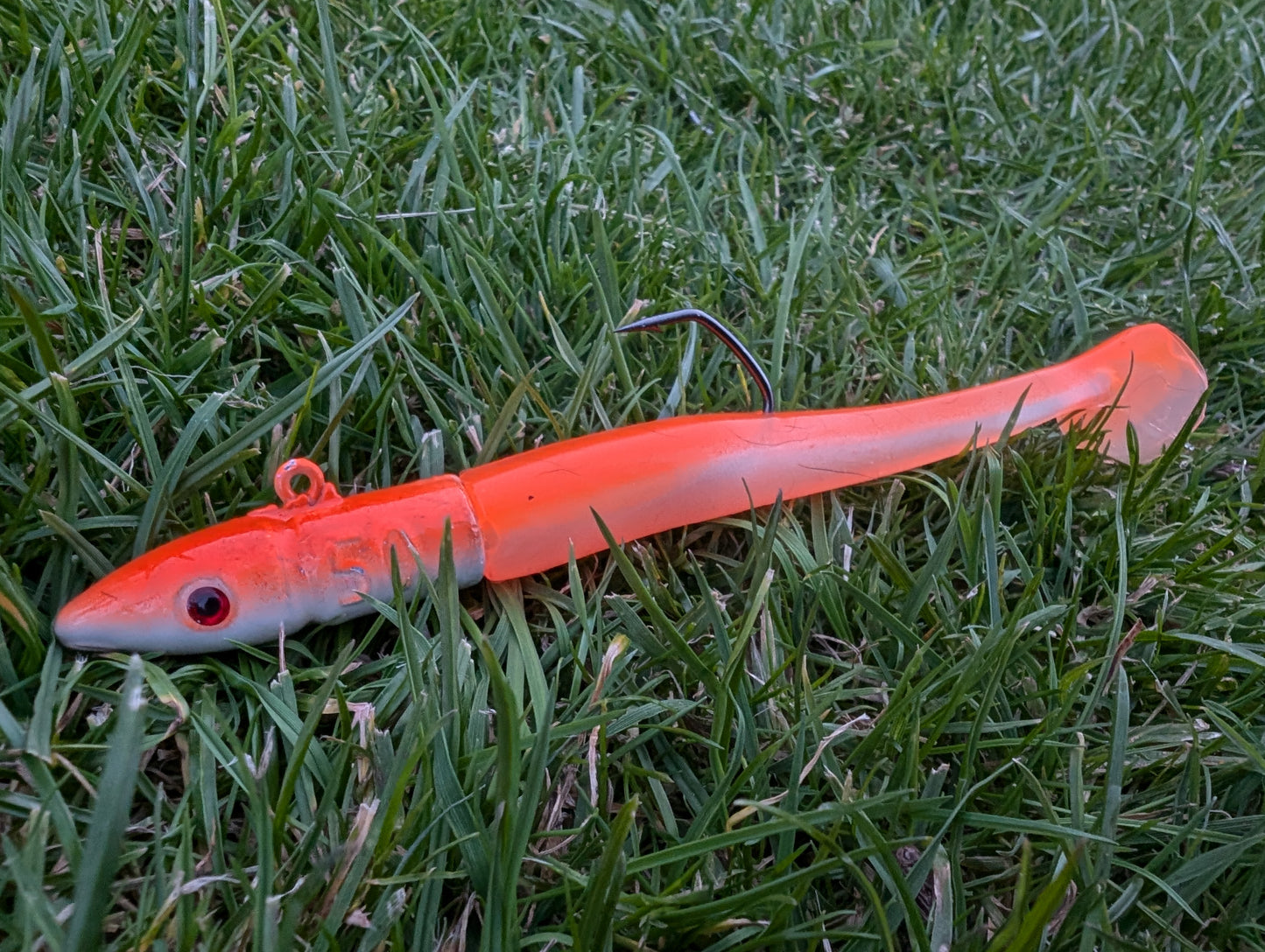 V3 Soft Sandeel Lure in Flouro orange and pearl